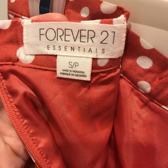 Forever 21 Women’s Flare Skirt Coral w/ Polka Dots - Picture 5 of 8